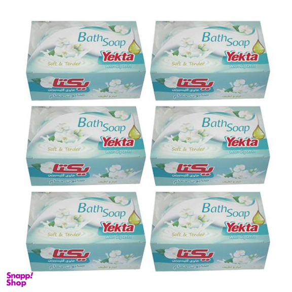 صابون شستشو یکتا (Yekta) مدل بلانکو وزن 100 گرم مجموعه 6 عددی
