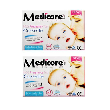 تست بارداری مدیکور (Medicore) مدل Cassette 99.8٪ بسته 2 عددی