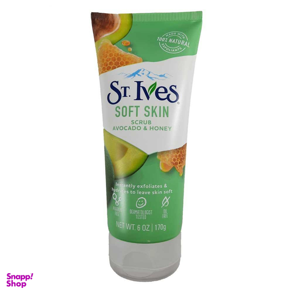 اسکراب لایه بردار پوست اس تی.ایوز (ST.Ives) مدل عصاره آووکادو و عسل وزن 170 گرم