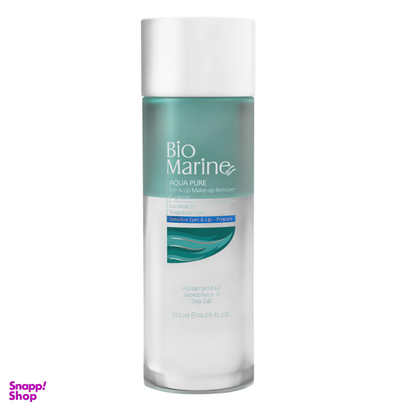 محلول پاک‌ کننده آرایش چشم و لب بایومارین (Biomarine) مدل Aqua Pure حجم 120 میلی‌لیتر