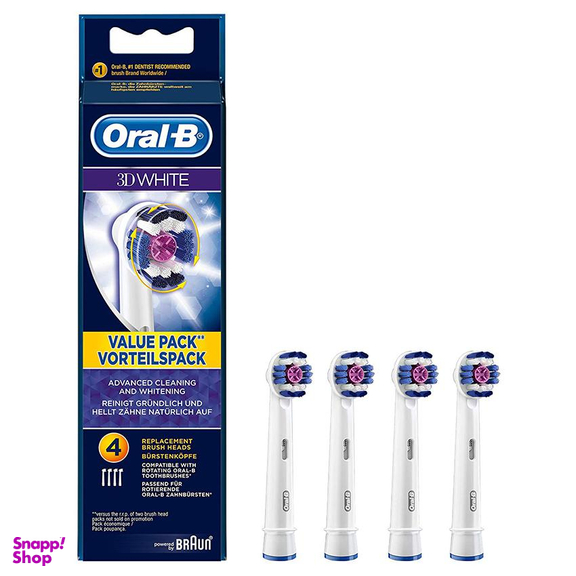 سری یدک مسواک برقی اورال بی (Oral B) مدل 3D White بسته 4 عددی