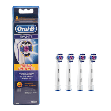 سری یدک مسواک برقی اورال بی (Oral B) مدل Brush Heads 3D White بسته 4 عددی