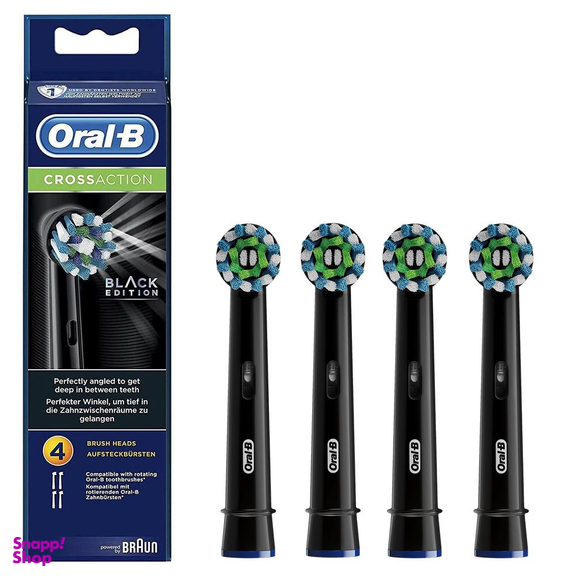 سری یدک مسواک برقی اورال بی (Oral B) مدل Cross action Black Edition بسته 4 عددی