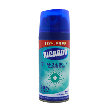 اسپری ضدعفونی کننده دست و بدن ریکاردو (Ricardo) مدل Fast حجم 150 میلی‌لیتر