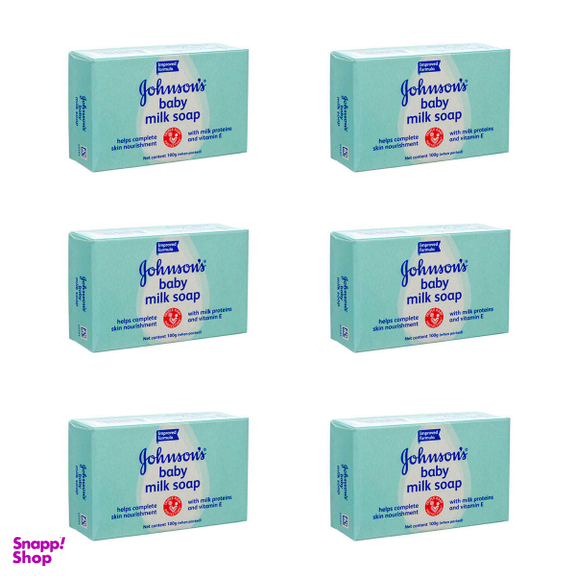 صابون کودک جانسون (Johnson) مدل Milk Soap وزن 100 گرم بسته 6 عددی