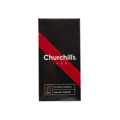 کاندوم چرچیلز (Churchills) مدل فرم کلاسیک وانیل و ضخامت نرمال بسته 12 عددی