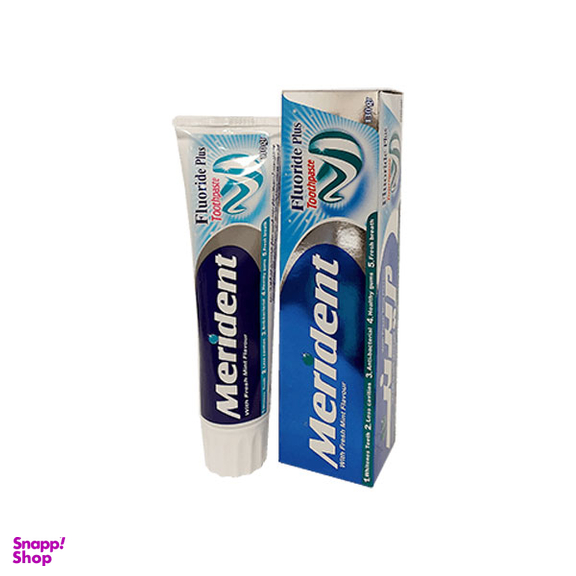 خمیر دندان کامل ژله‌ای دو رنگ مریدنت (Merident) با اسانس نعناع حجم 100 میلی‌لیتر