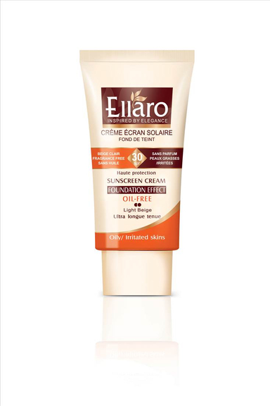 کرم ضد آفتاب مات و فاقد چربی و پارابن الارو (Ellaro) foundation effect spf 30 مدل Haute Protection رنگ بژ روشن حجم 40 میلی‎ لیتر