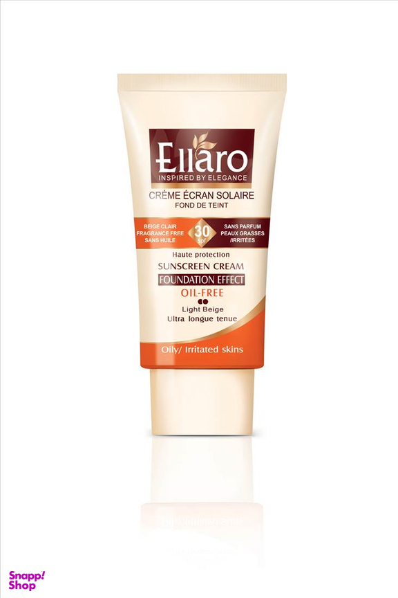 کرم ضد آفتاب مات و فاقد چربی و پارابن الارو (Ellaro) foundation effect spf 30 مدل Haute Protection رنگ بژ روشن حجم 40 میلی‎ لیتر