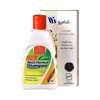 شامپو مو نلا (Nela) مدل Wheat Germ & Bran مناسب انواع مو حجم 200 میلی‌لیتر