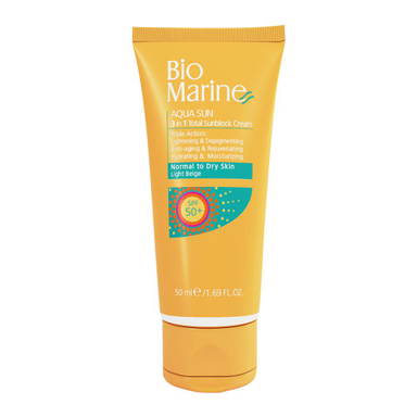 ضد آفتاب روشن کننده و ضد چروک بایو مارین (Bio Marine) با SPF50 مناسب پوست معمولی و خشک رنگ بژ روشن حجم 50 میلی‌ لیتر