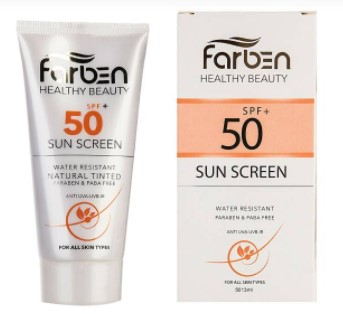 کرم ضد آفتاب فاربن (Farben) مناسب پوست خشک و معمولی حجم 50 میلی‌لیتر