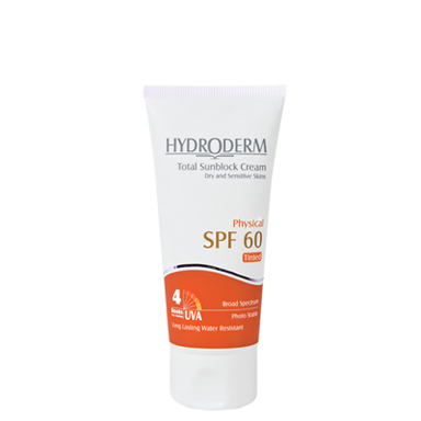 کرم ضد آفتاب هیدرودرم (Hydroderm) مدل فیزیکال رنگی باSPF60 حجم 50 میلی‌لیتر