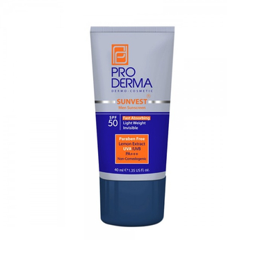 کرم ضد آفتاب مناسب آقایان پرودرما (Pro derma) فاقد چربی با SPF50 حجم 40 میلی‌لیتر
