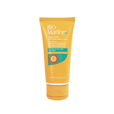 کرم ضدآفتاب رنگی بایو مارین (Bio Marine) مدل Aqua Sun 3in1 مناسب پوست خشک رنگ بژ روشن با SPF50 حجم 50 میلی‌لیتر