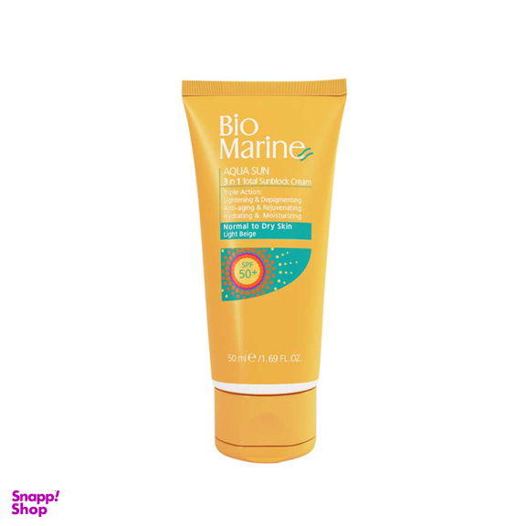 کرم ضدآفتاب رنگی بایو مارین (Bio Marine) مدل Aqua Sun 3in1 مناسب پوست خشک رنگ بژ روشن با SPF50 حجم 50 میلی‌لیتر