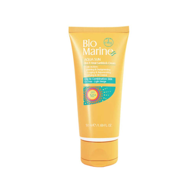 کرم ضدآفتاب بی رنگ بایو مارین (Bio Marine) مدل Aqua Sun مناسب پوست چرب با SPF50 حجم 50 میلی‌لیتر