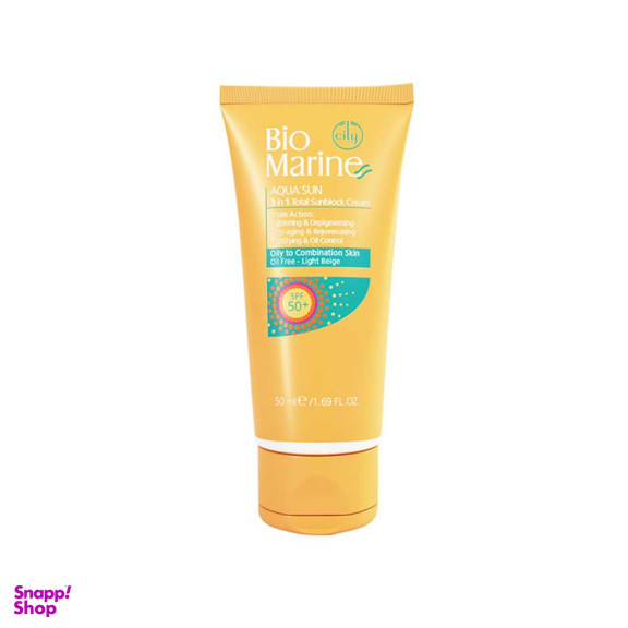 کرم ضدآفتاب بی رنگ بایو مارین (Bio Marine) مدل Aqua Sun مناسب پوست چرب با SPF50 حجم 50 میلی‌لیتر