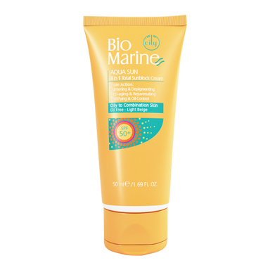 کرم ضدآفتاب روشن کننده و ضد چروک بایومارین (Bio marine) مناسب پوست های چرب و مختلط با spf50