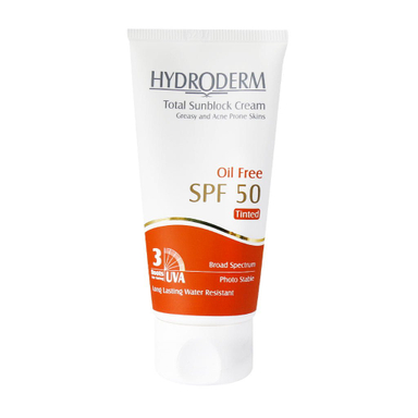 کرم ضد آفتاب هیدرودرم (Hydroderm) فاقد چربی SPF50 رنگی مدل Medium Beige حجم 50 میلی‌لیتر