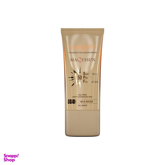 ضد آفتاب کرم پودری و پرایمری سان سیف با SPF50 رنگ بژ ابریشمی
