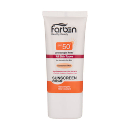 کرم ضد آفتاب فاربن (Farben) با پوشش کرم پودری با SPF50 رنگ بژ روشن حجم 50 میلی‌لیتر
