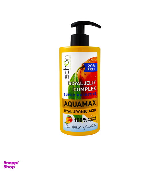 کرم مرطوب کننده و آبرسان شون (Schon) مدل Aquamax حاوی عصاره هلو حجم 500 میلی‌لیتر