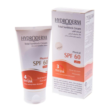 کرم ضد آفتاب هیدرودرم (Hydroderm) با SPF60 رنگ بژ روشن حجم 50 میلی‌لیتر