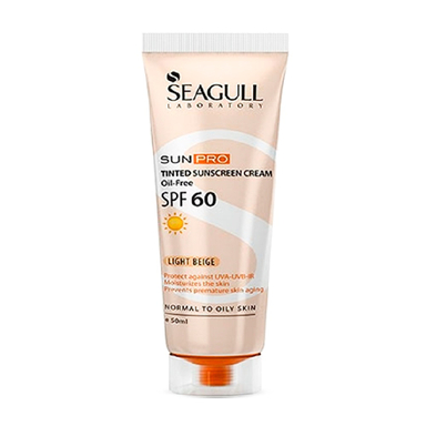 کرم ضد آفتاب رنگی فاقد چربی سی گل (Seagull) با SPF 60 حجم 50 میلی لیتر