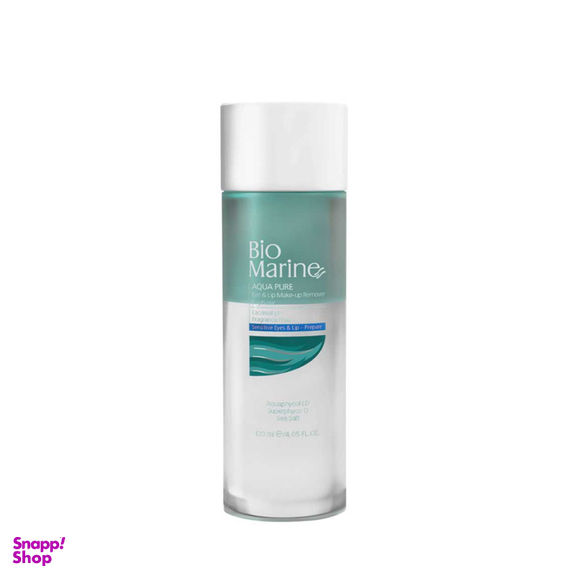 محلول دوفاز پاک کننده آرایش چشم و لب بایو مارین (Biomarine) مدل Aqua Pure حجم 120 میلی‌لیتر