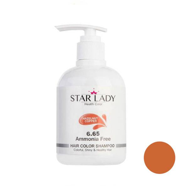 شامپو رنگ مو استار لیدی (Star Lady) شماره 6.65 رنگ مسی فندقی حجم 300 میلی‌ لیتر