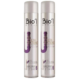 اسپری حالت دهنده مو بیول (Biol) مدل Ultra Strong حجم 500 میلی‌ لیتر بسته 2 عددی