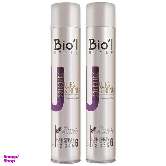 اسپری حالت دهنده مو بیول (Biol) مدل Ultra Strong حجم 500 میلی‌ لیتر بسته 2 عددی
