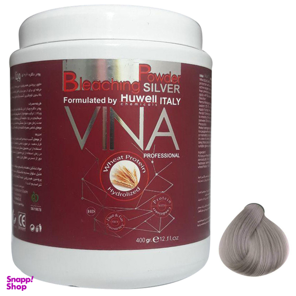 پودر دکلره وینا (Vina) کد 401 وزن 400 گرم رنگ نقره ای