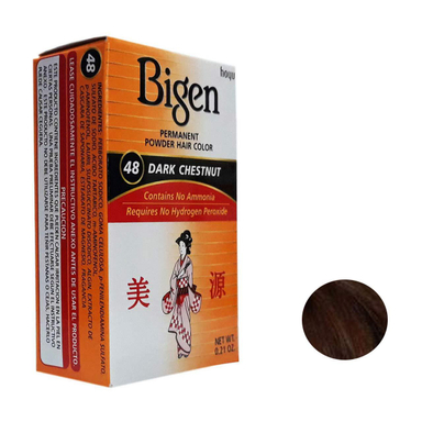 رنگ مو پودری بیگن (Bigen) شماره 48 رنگ بلوطی تیره وزن 6 گرم