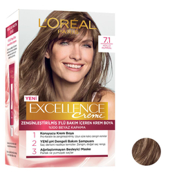 کیت رنگ مو لورآل (Loreal) مدل Excellence شماره 7.1 رنگ بلوطی حجم 48 میلی لیتر