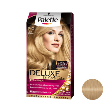 کیت رنگ مو پلت (Palette) مدل Deluxe شماره 9.0 رنگ بلوند روشن حجم 50 میلی‌لیتر