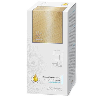 کیت رنگ مو زی فام (Zi Fam) شماره 110 رنگ بلوند پلاتینه شنی حجم 50 میلیلیتر