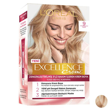 کیت رنگ مو لورآل (Loreal) مدل Excellence شماره 9 رنگ بلوند طلایی حجم 48 میلی لیتر