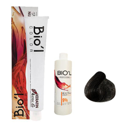 کیت رنگ مو بیول (Biol) سری Professional شماره 6.1 رنگ بلوند دودی تیره حجم 100 میلی‌ لیتر + اکسیدان نه درصدی