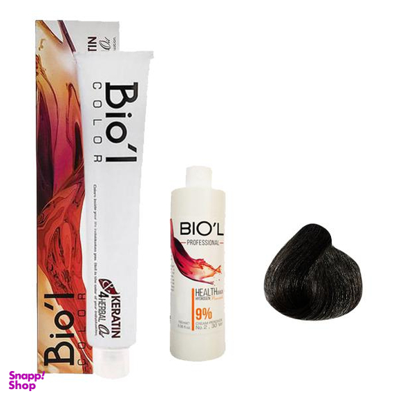کیت رنگ مو بیول (Biol) سری Professional شماره 6.1 رنگ بلوند دودی تیره حجم 100 میلی‌ لیتر + اکسیدان نه درصدی
