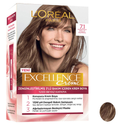 کیت رنگ مو لورآل (Loreal) مدل Excellence شماره 7.1 حجم 50 میلی‌ لیتر رنگ بلوند دودی