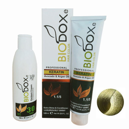 کیت رنگ مو بیوداکس (Bio Dox) شماره M8 رنگ بلوند زیتونی خیلی روشن حجم 125 میلی‌لیتر