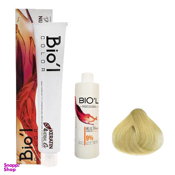 کیت رنگ مو بیول (Biol) سری Professional شماره 10.7 رنگ بلوند زیتونی پلاتینه حجم 100 میلی‌ لیتر + اکسیدان نه درصدی
