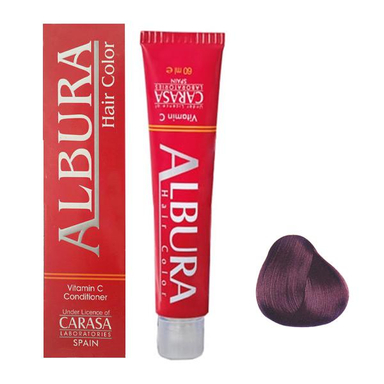 رنگ مو آلبورا (Albura) مدل Carasa شماره 5.65 رنگ شرابی بنفش روشن حجم 100 میلی‌ لیتر