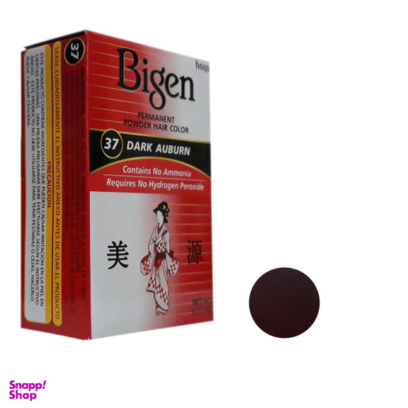 رنگ مو پودری بیگن (Bigen) شماره 37 رنگ خرمایی تیره وزن 6 گرم