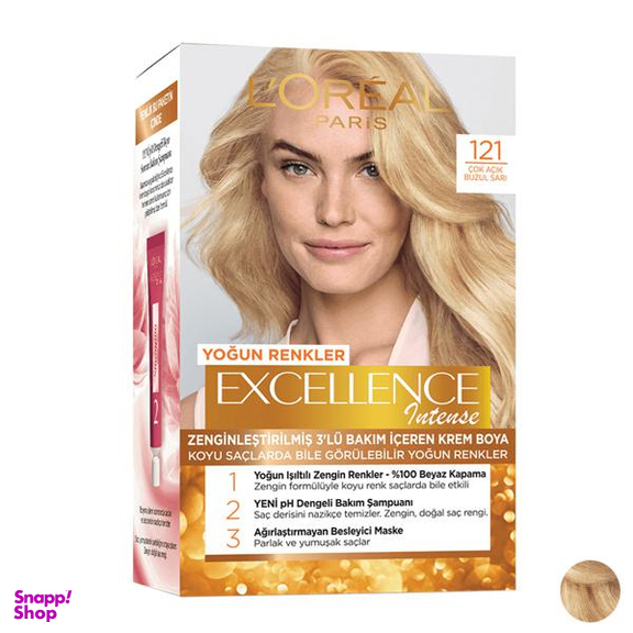 کیت رنگ مو لورآل (Loreal) مدل Excellence شماره 121 رنگ بلوند طلایی حجم 48 میلی‌لیتر
