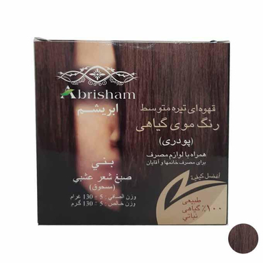 پودر رنگ مو ابریشم (Abrisham) شماره CO101 رنگ قهوه‌ای تیره متوسط وزن 130 گرم