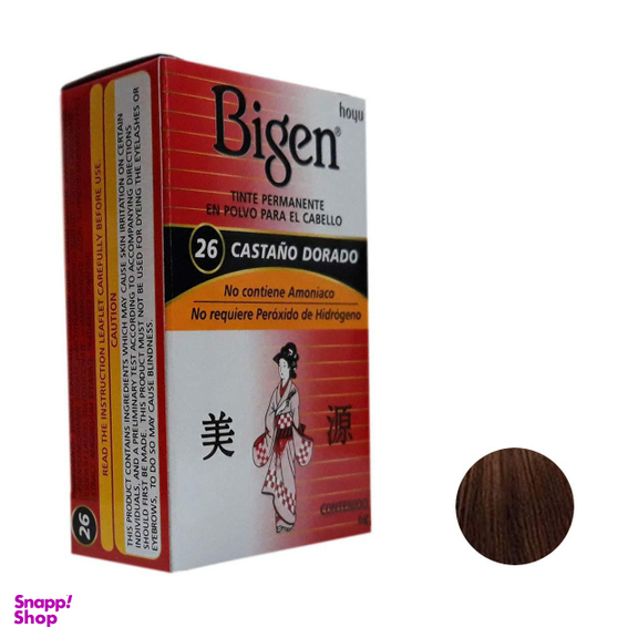 رنگ مو پودری بیگن (Bigen) شماره 26 رنگ قهوه‌ای طلایی وزن 6 گرم