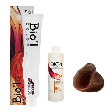 کیت رنگ مو بیول (Biol) سری Professional شماره 9.35 رنگ بلوند کاپوچینو خیلی روشن حجم 100 میلی‌ لیتر + اکسیدان نه درصدی